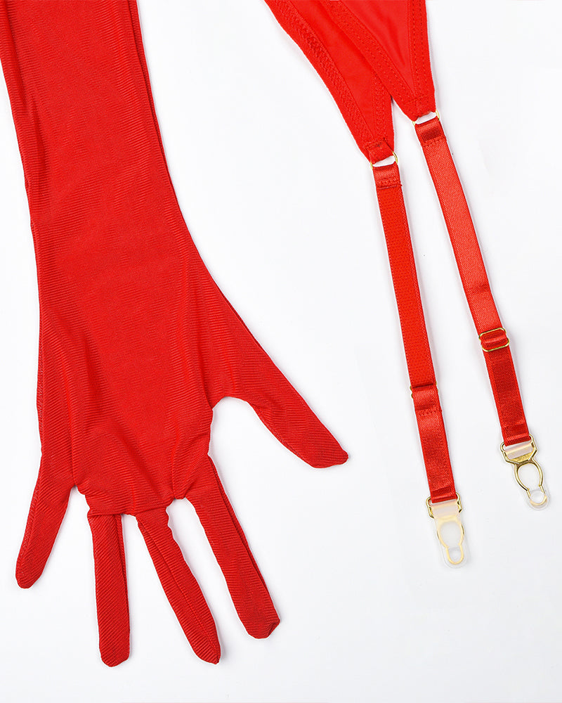 Exotische Handschuhe Mesh-Dessous-Sets