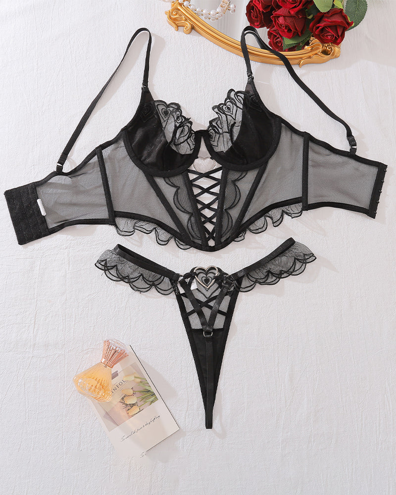 Herz Design Zweiteiliges Dessous Korsett Set