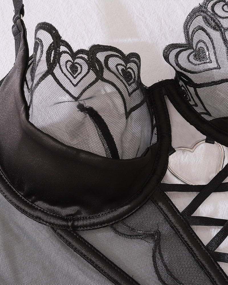 Herz Design Zweiteiliges Dessous Korsett Set