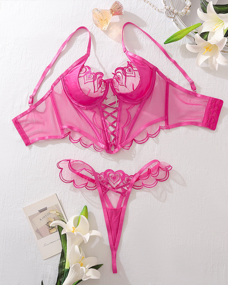 Herz Design Zweiteiliges Dessous Korsett Set
