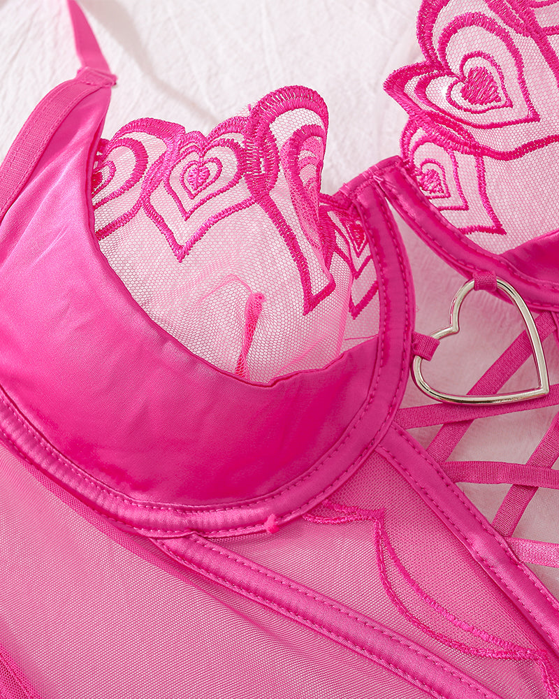 Herz Design Zweiteiliges Dessous Korsett Set