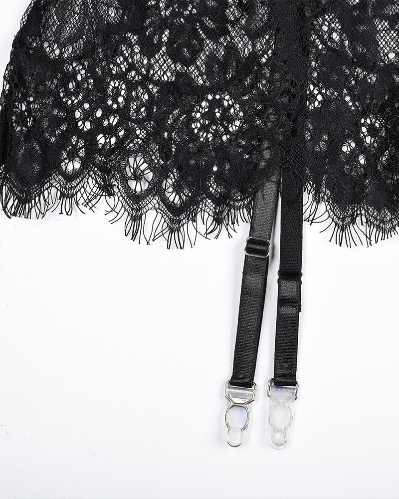 Durchsichtiges Spitzen-Nachtkleid mit G-String