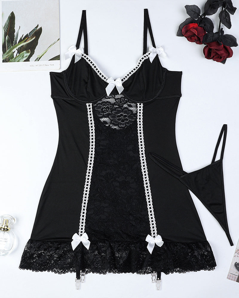 Lace Corset Lingerie Dress Set