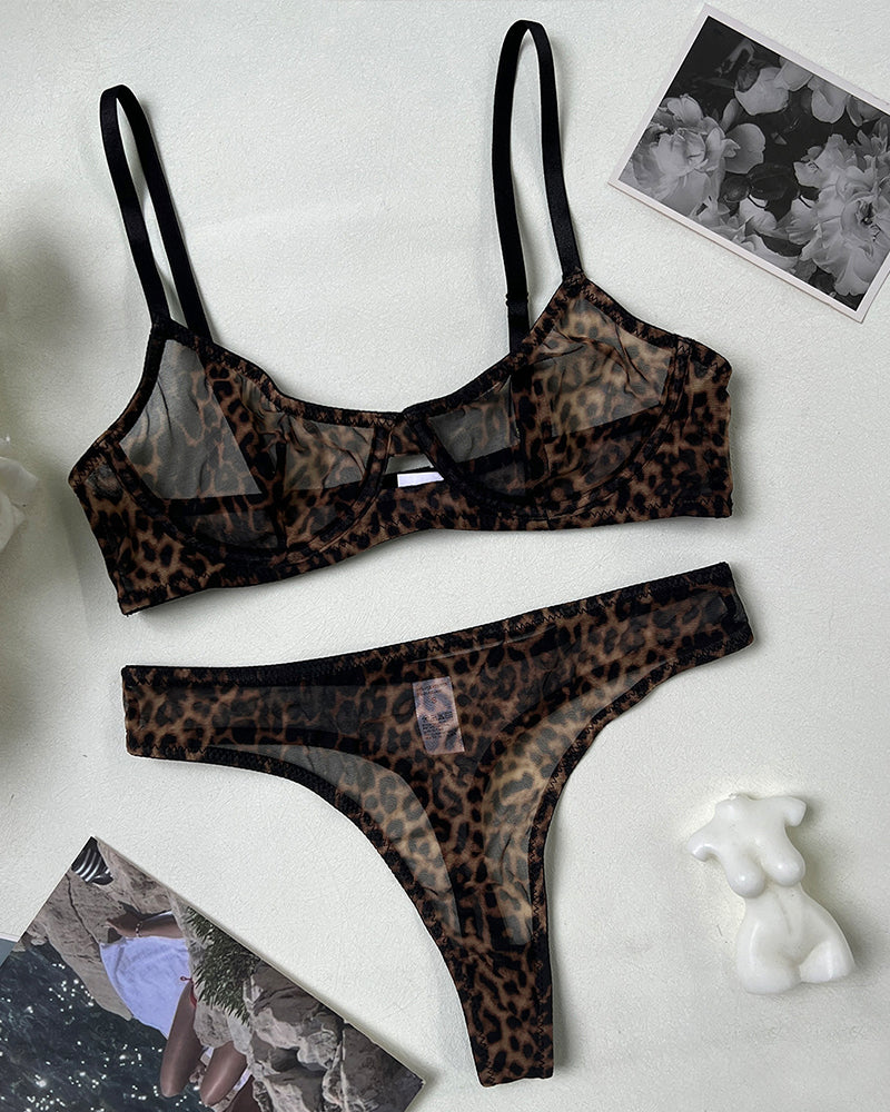 Durchsichtiges Netz-Push-up-Dessous-Set