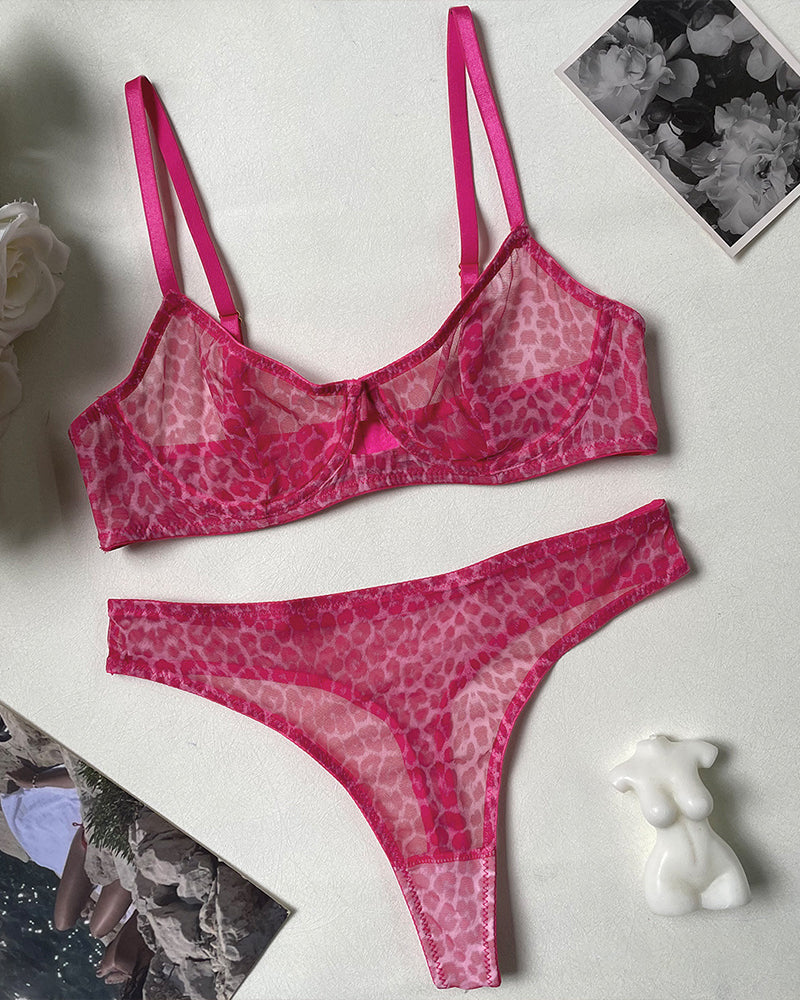 Durchsichtiges Netz-Push-up-Dessous-Set