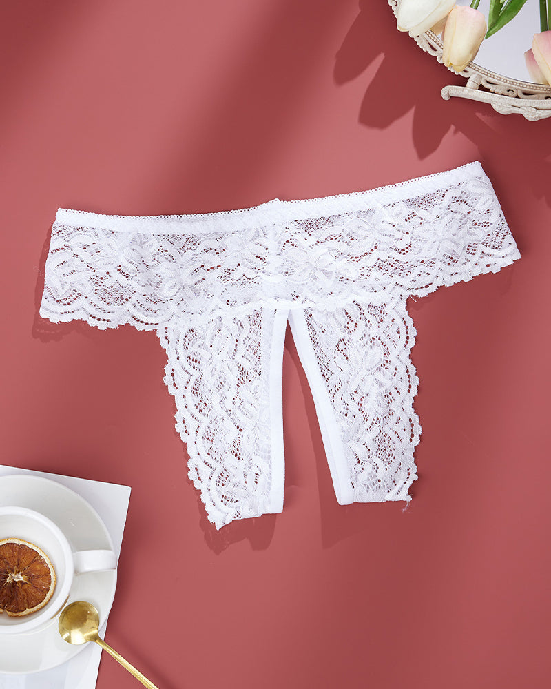 Plus Size Spitzenhöschen mit offenem Schritt