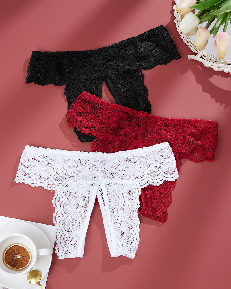 Plus Size Spitzenhöschen mit offenem Schritt