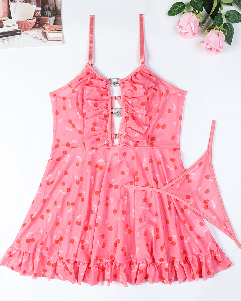 Babydoll-Kleid mit Herz-Punkten