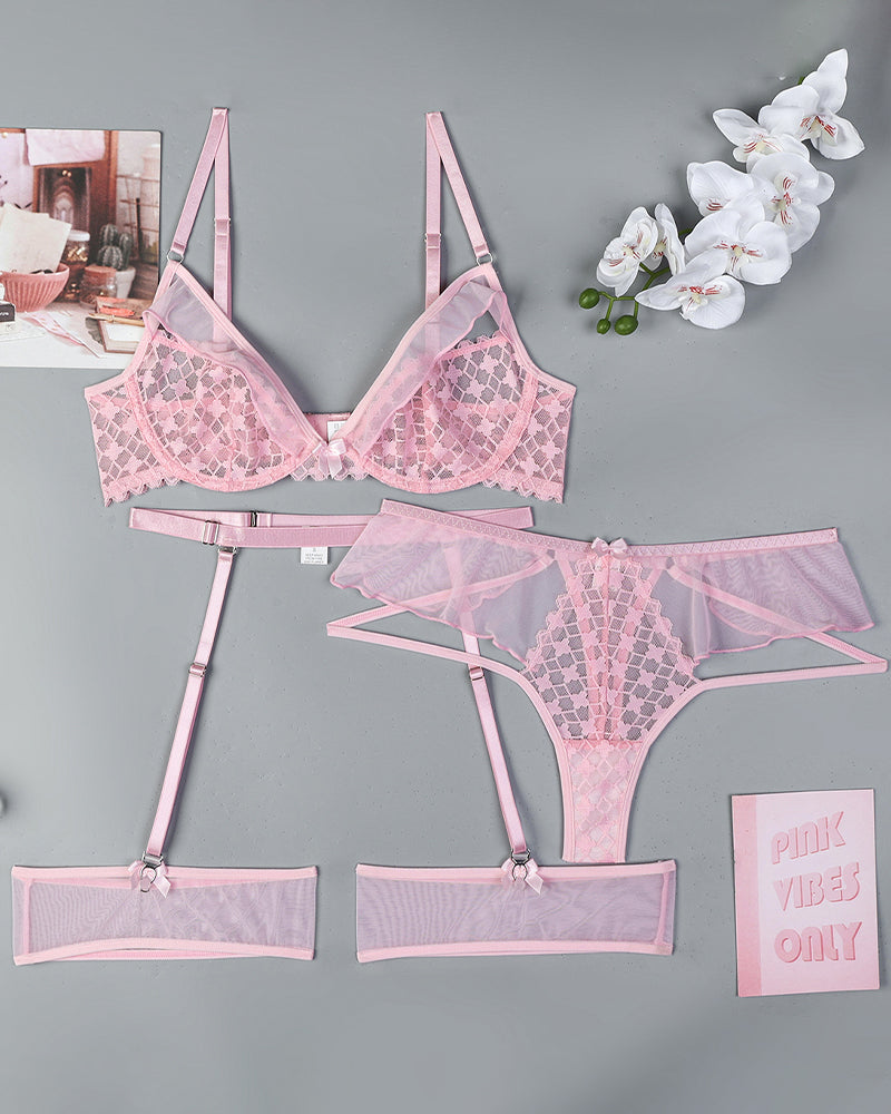 Half Cup Hollow Mesh Dessous Set