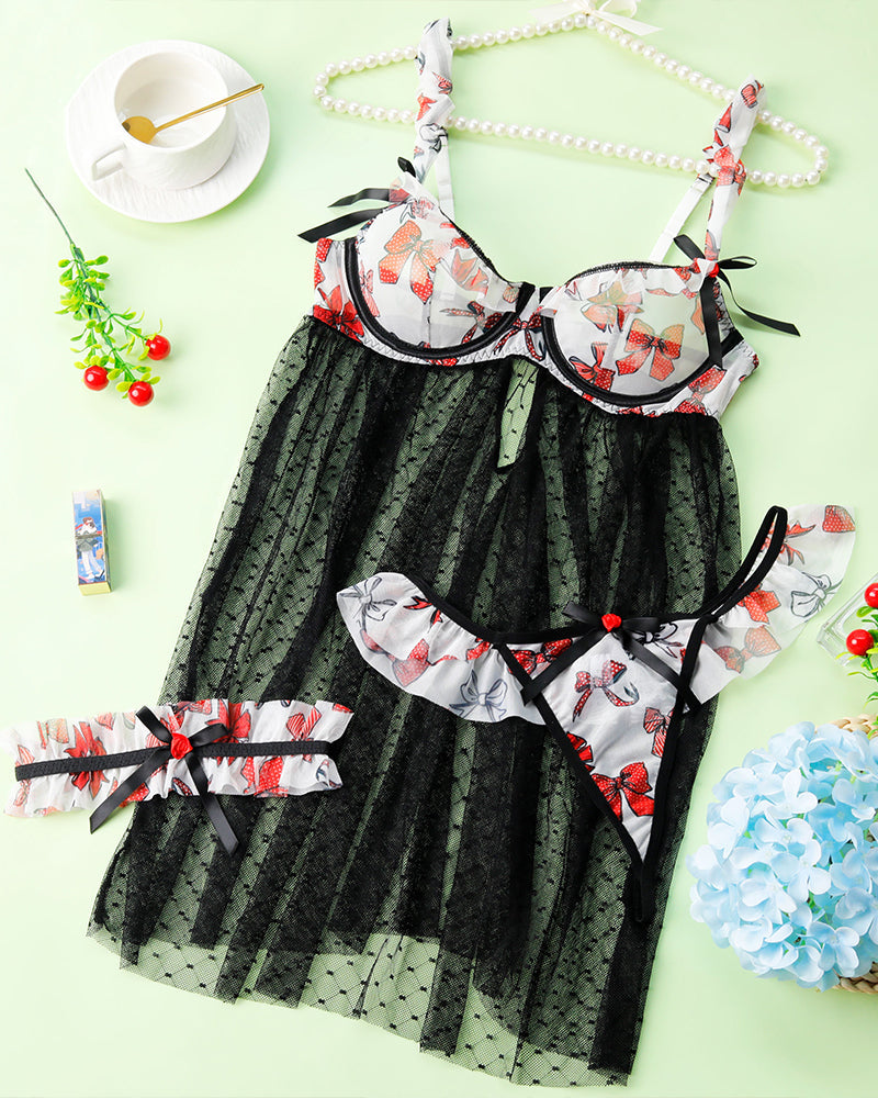 Flower Gathered Transparent Nightdress