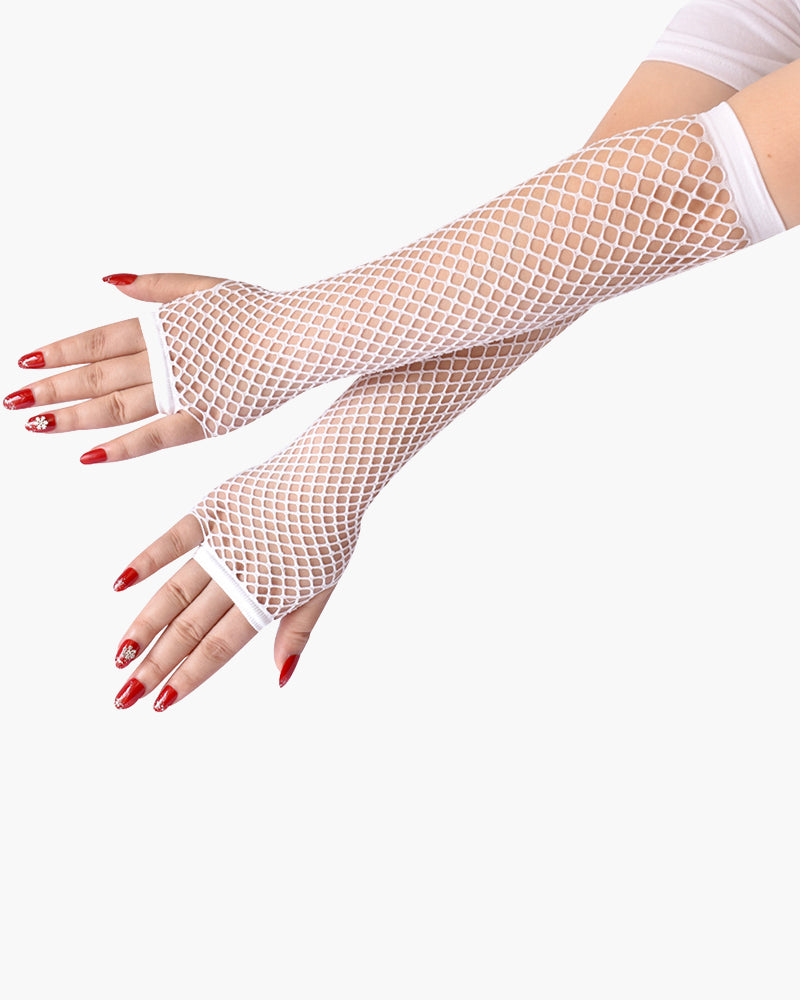 Fingerlose Mesh-Fischnetz-Handschuhe mit Spitze