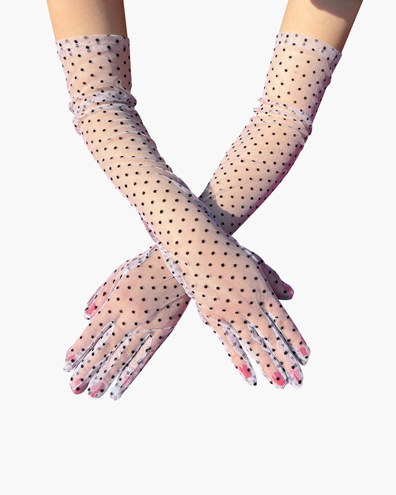 Retro-Punkt-Handschuhe mit Spitze und Maschen