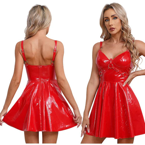 Verführerisches Glänzendes Leder-Latex-Kleid | KissHuts®