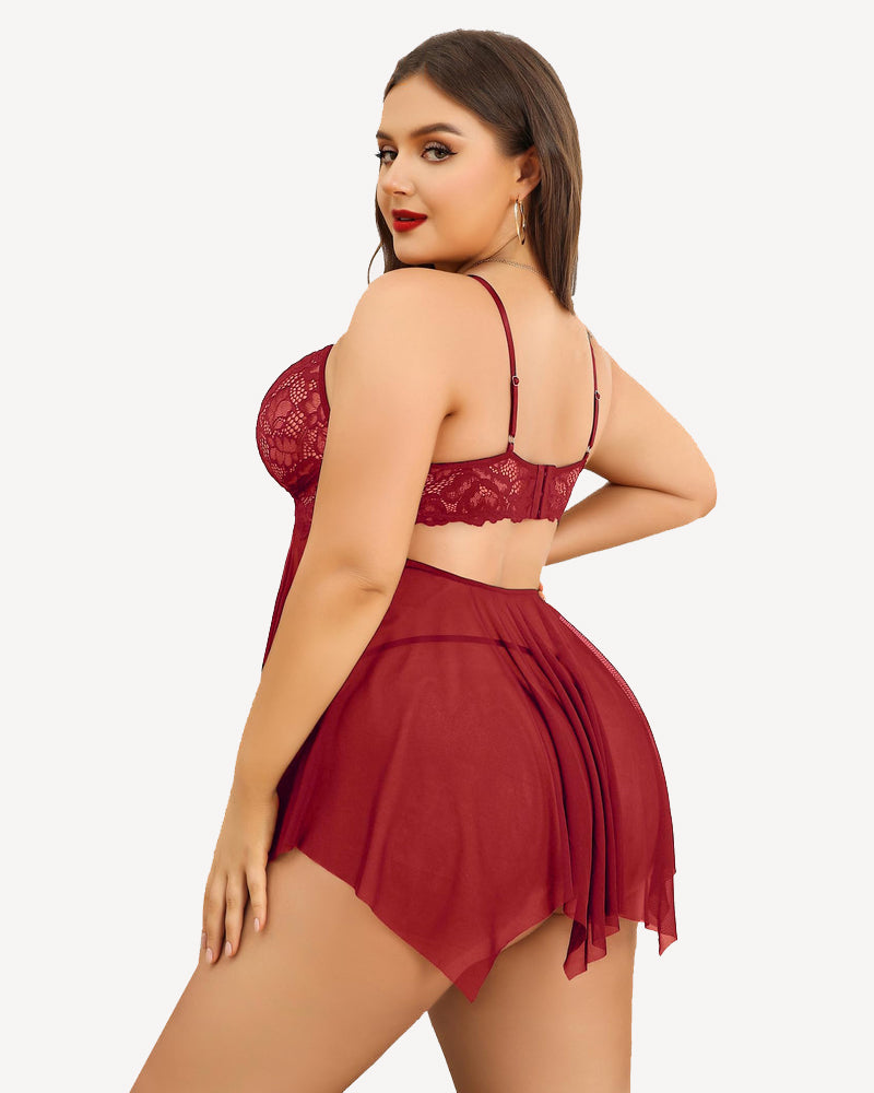 Plus Size Spitze Braut Babydoll Nachthemden