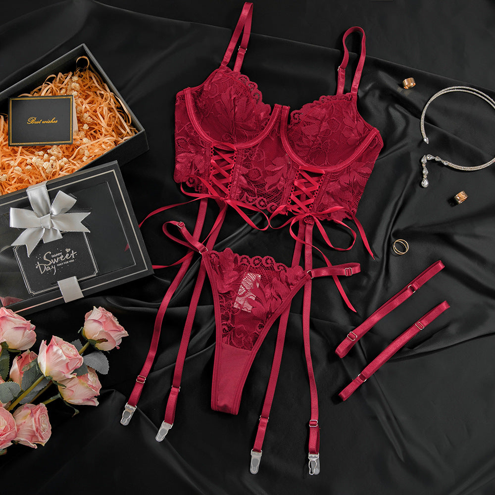 Kisshuts Verstellbares besticktes Dessous-Set - Sexy Tanga-Verführung