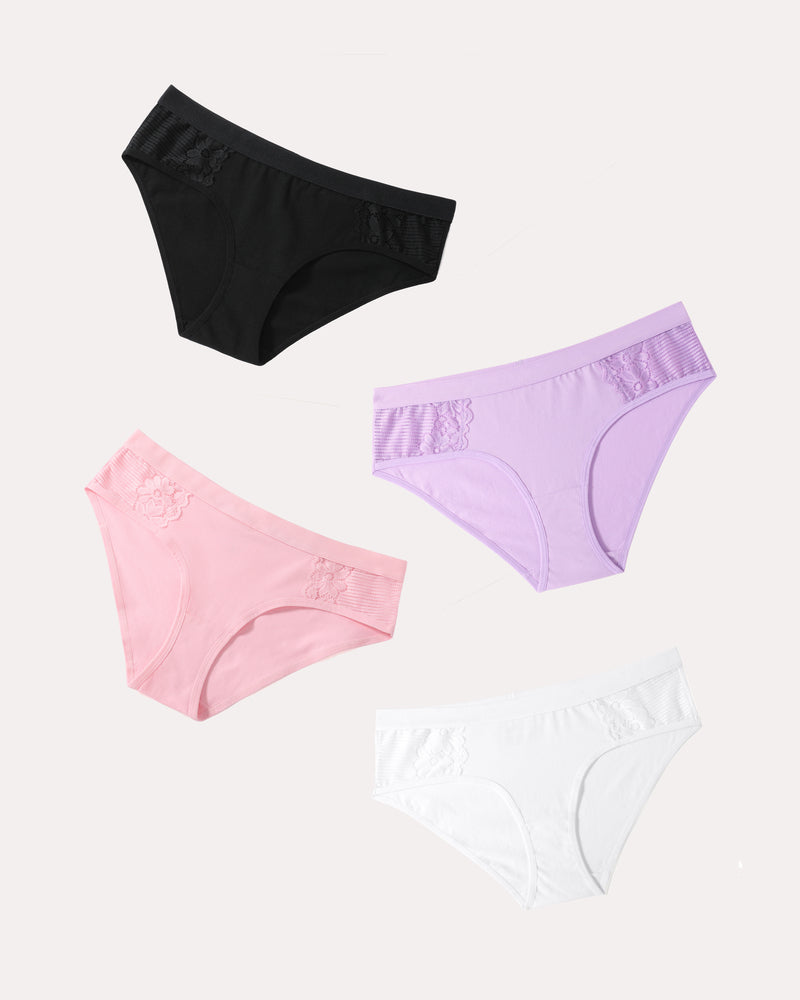 4 Stück-Baumwoll-Hipster-Tanga-Slip Bikini-Höschen