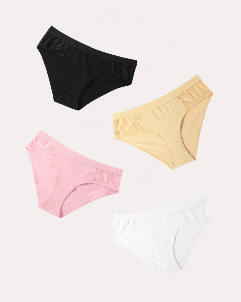 4 Stück-Baumwoll-Hipster-Tanga-Slip Bikini-Höschen