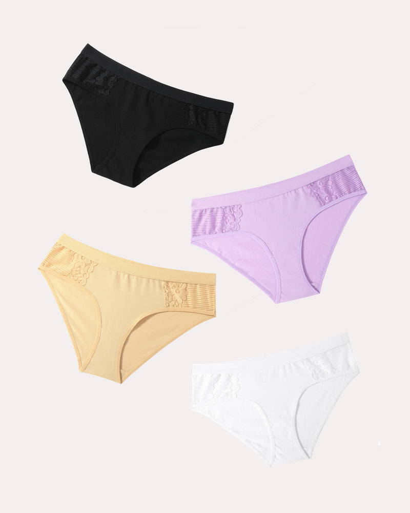 4 Stück-Baumwoll-Hipster-Tanga-Slip Bikini-Höschen