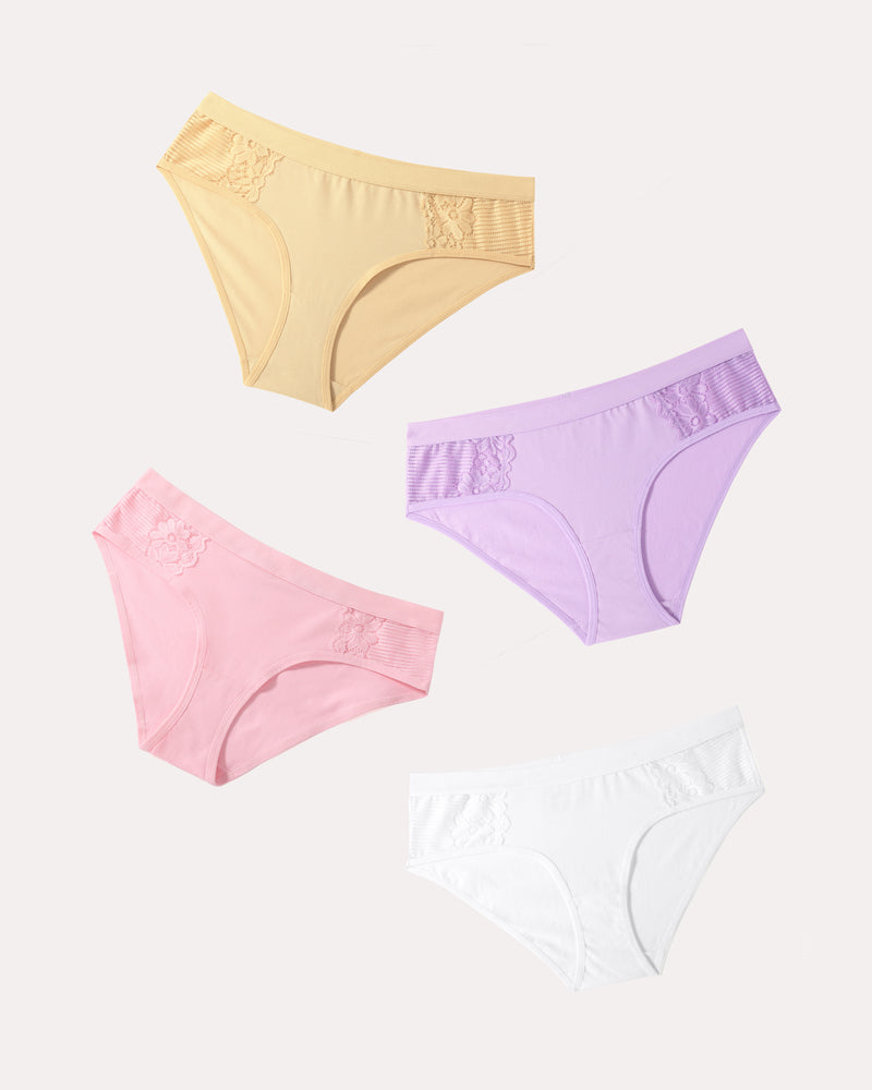 4 Stück-Baumwoll-Hipster-Tanga-Slip Bikini-Höschen