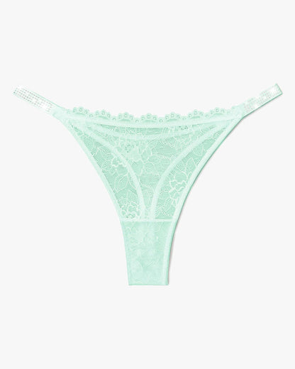 Tanga aus Spitze mit strassbesetztem Riemen