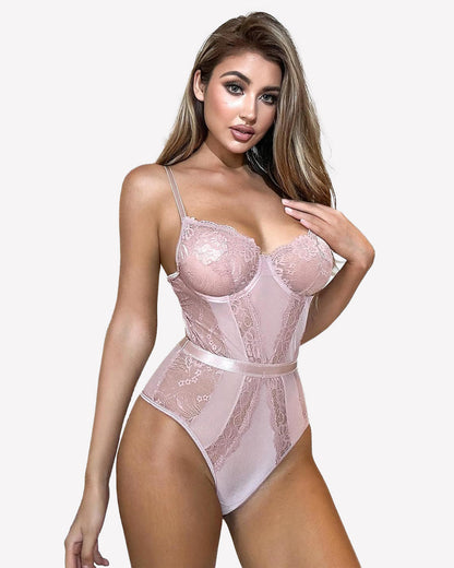 Underwire Bodysuit Lace Snap Crotch Teddy