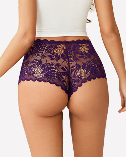 4 Stück Floral Lace Panties Mid-Rise Panty
