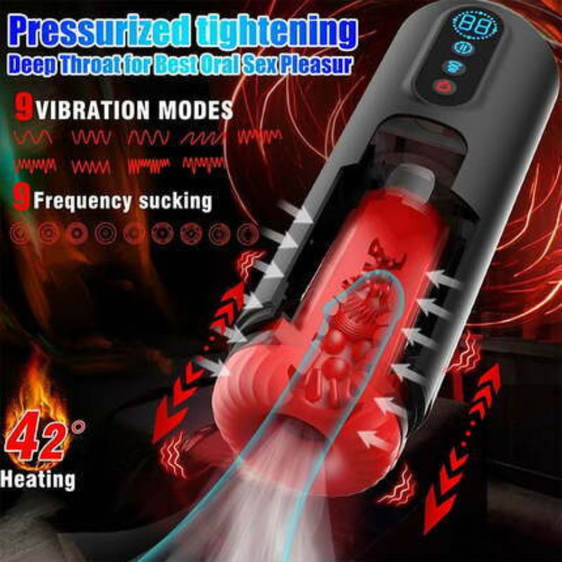 Acmejoy - 9 Teleskopische Vibration saugen beheizte Flugzeug männliche Stroker