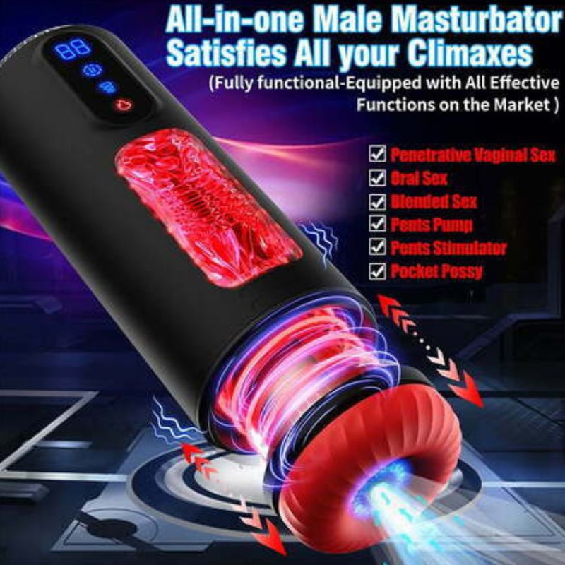 Acmejoy - 9 Teleskopische Vibration saugen beheizte Flugzeug männliche Stroker