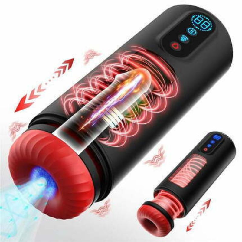 Acmejoy - 9 Teleskopische Vibration saugen beheizte Flugzeug männliche Stroker