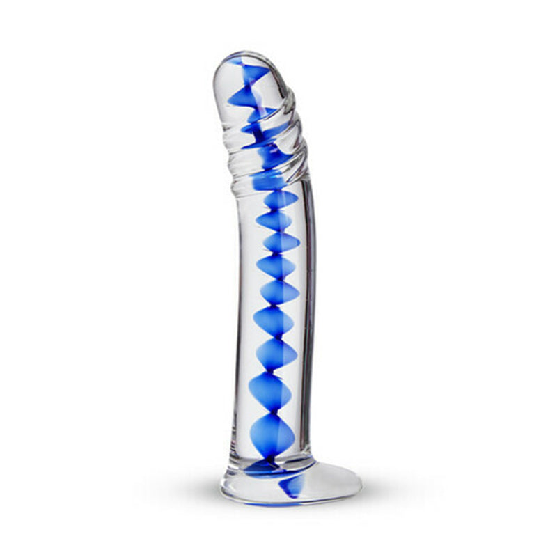 Acmejoy gefrorenen Saphir Spirale Glas Dildo 6,18 Zoll