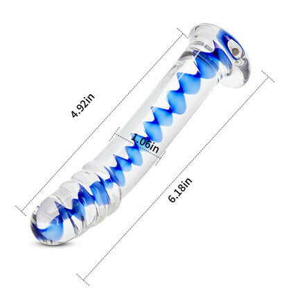 Acmejoy gefrorenen Saphir Spirale Glas Dildo 6,18 Zoll