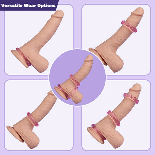 Acmejoy - 3-teiliges Set Cock Rings High-Elasticity Tpe Ringe für männliches Vergnügen