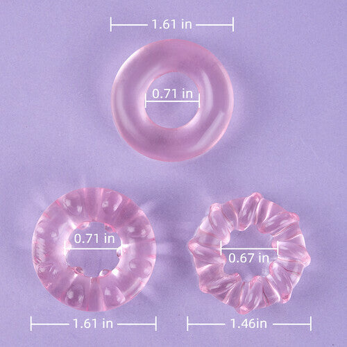 Acmejoy - 3-teiliges Set Cock Rings High-Elasticity Tpe Ringe für männliches Vergnügen