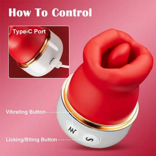 Acmejoy Cherry 10 Lecken & Beißen & Vibrierende Zunge Vibrator für Klitoris und Nippel Stimulation