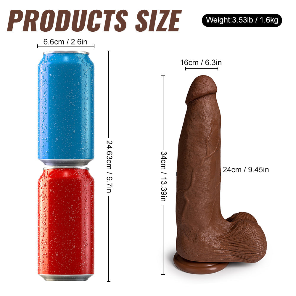 Acmejoy - Silikon Adult Sex Toys Long Brown Dildo mit Saugnapf für Hands-Free Play 13.39 in