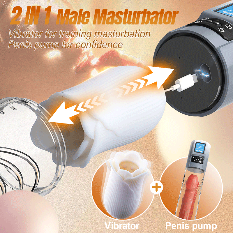 Acmejoy - Robert 2 IN 1 Leistungsstarke vibrierende Masturbator Penis Pumpe mit manuellem Modus