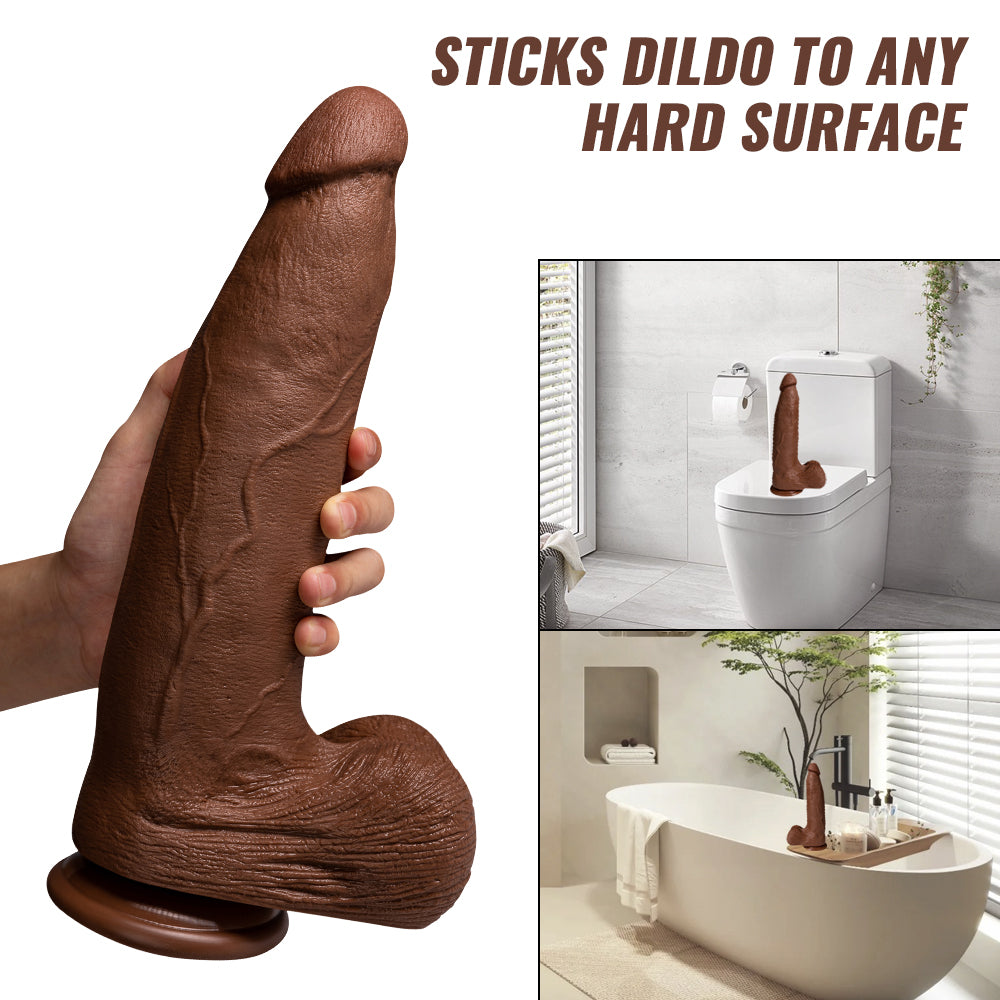 Acmejoy - Silikon Adult Sex Toys Long Brown Dildo mit Saugnapf für Hands-Free Play 13.39 in