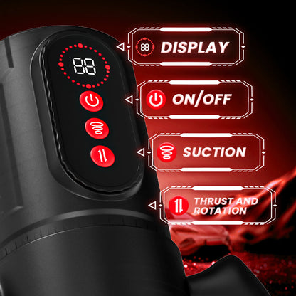 Acmejoy - Terminator 9 Teleskopischer rotierender Sauger mit Handgriff männlicher Stroker