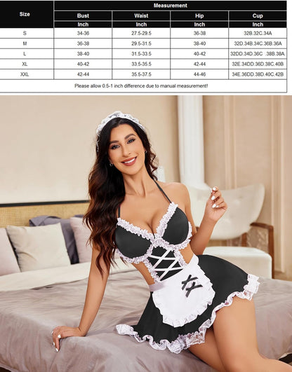 Kostüme Dessous Set Lace Maid Outfit (3Pcs)