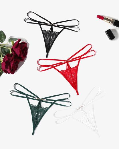 Floral Lace Briefs Hollow Out String Panty