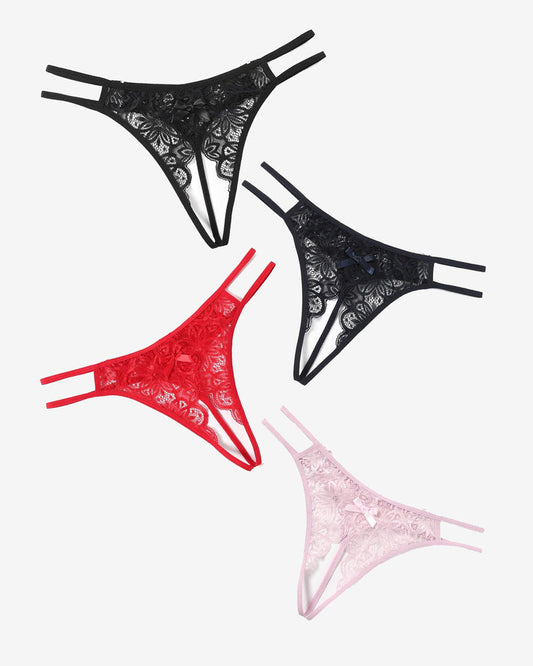 Floraler Spitzen-Slip mit süßer Schleife