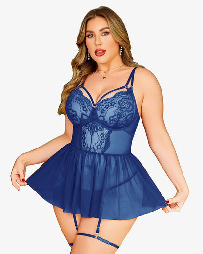 Plus Size Spitze Babydoll Boudoir Nachthemd