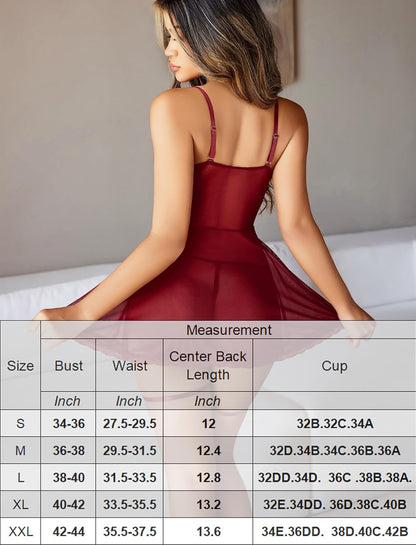 Babydoll mit offener Vorderseite aus Mesh und Strapsen