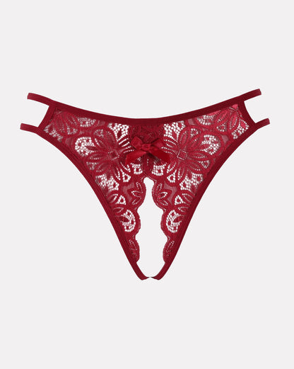 Floraler Spitzen-Slip mit süßer Schleife