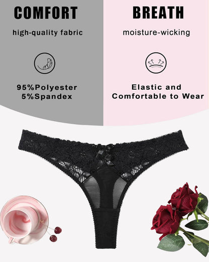 Mesh-Spitzen-Tangas mit niedriger Taille Höschen