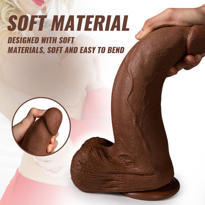 Acmejoy - Silikon Adult Sex Toys Long Brown Dildo mit Saugnapf für Hands-Free Play 13.39 in