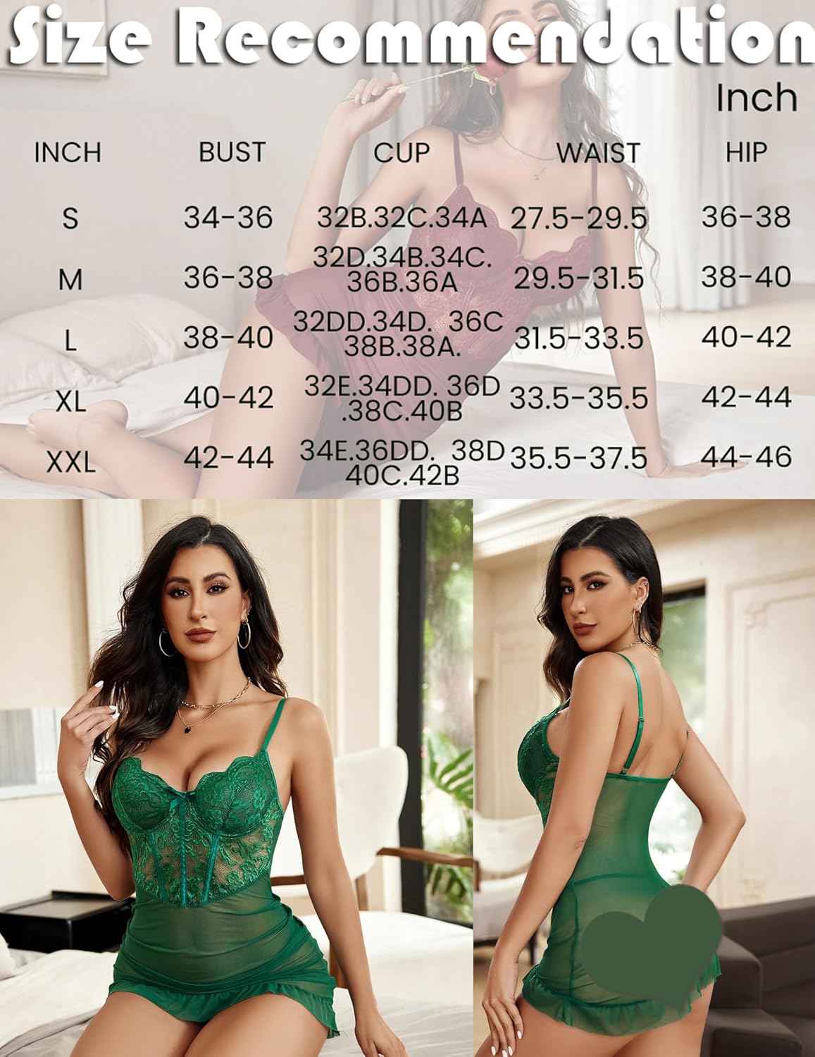 Babydoll mit Rüschensaum aus Spitze Hüftkleid