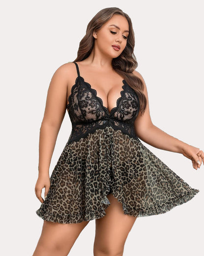 Plus Size Lace Open Front Babydoll