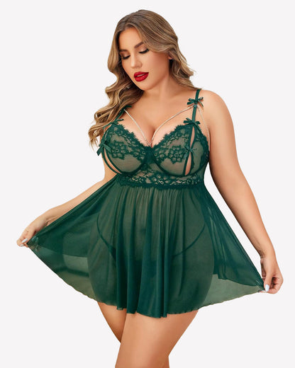 Plus Size Spitze Babydoll Nachthemd