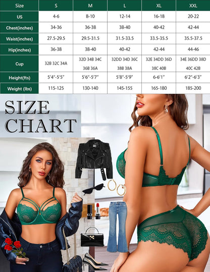 2 Stück Spitze BH und Panty Sets